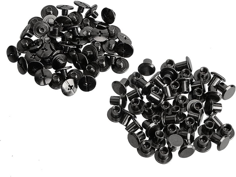 Begino 50pcs Chicago Screw 5x6mm Slotted Binding Screws for Rivet Book Binding,Black - Image 3
